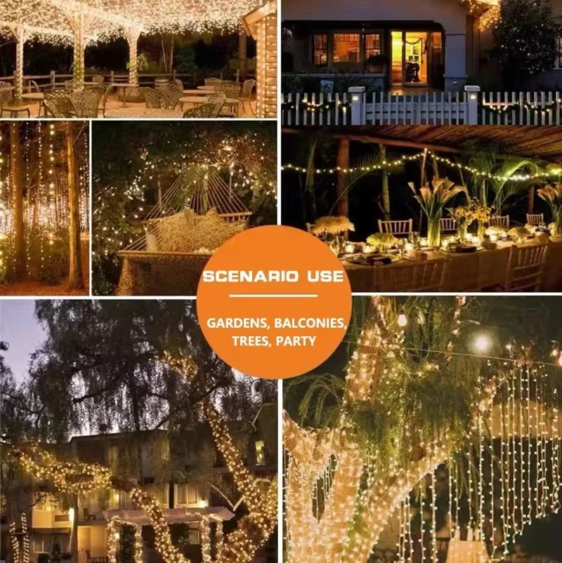 Solar Led Light Outdoor Christmas Lights 8Modes Copper Wire Fairy Garland Lamps Waterproof Garde Tree Decor