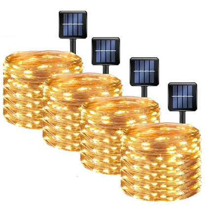 Solar Led Light Outdoor Christmas Lights 8Modes Copper Wire Fairy Garland Lamps Waterproof Garde Tree Decor