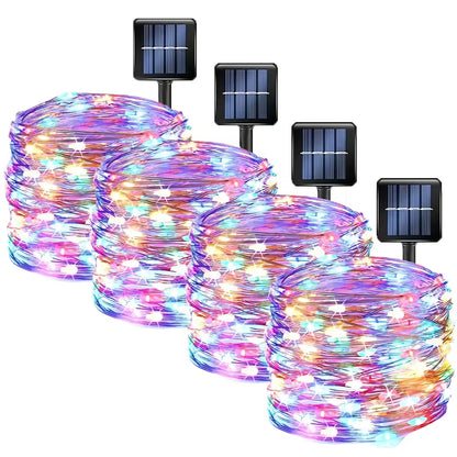 Solar Led Light Outdoor Christmas Lights 8Modes Copper Wire Fairy Garland Lamps Waterproof Garde Tree Decor